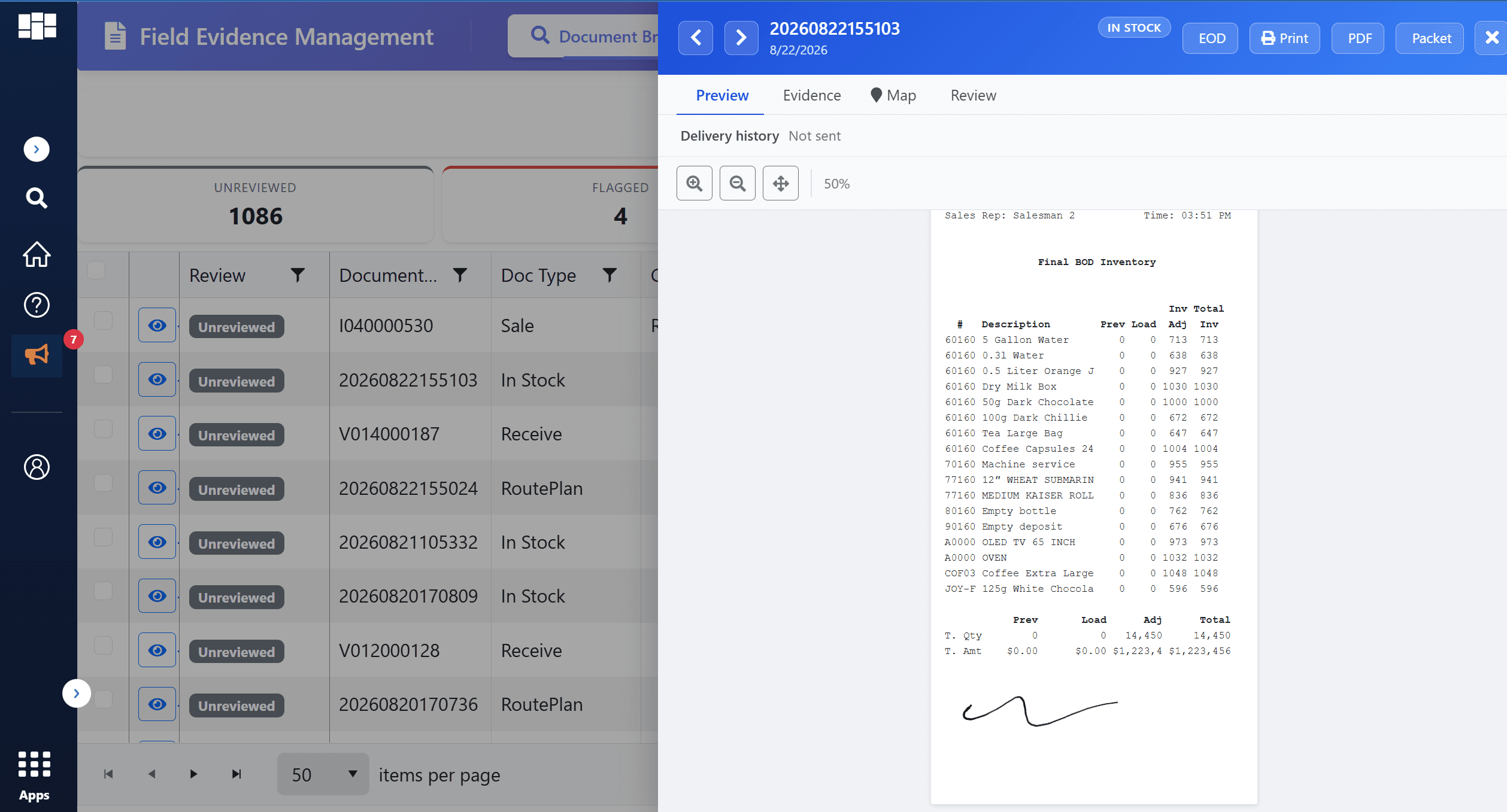 Proof of Delivery and Printed Receipts