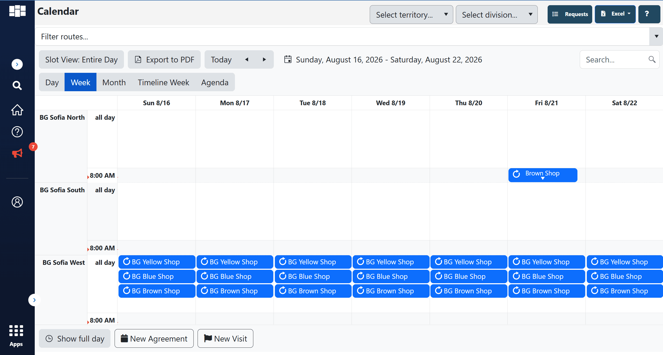 Customer Visit Calendar