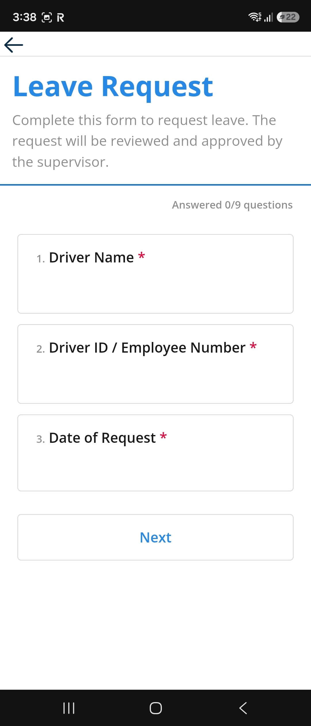 Customer Form — Questions