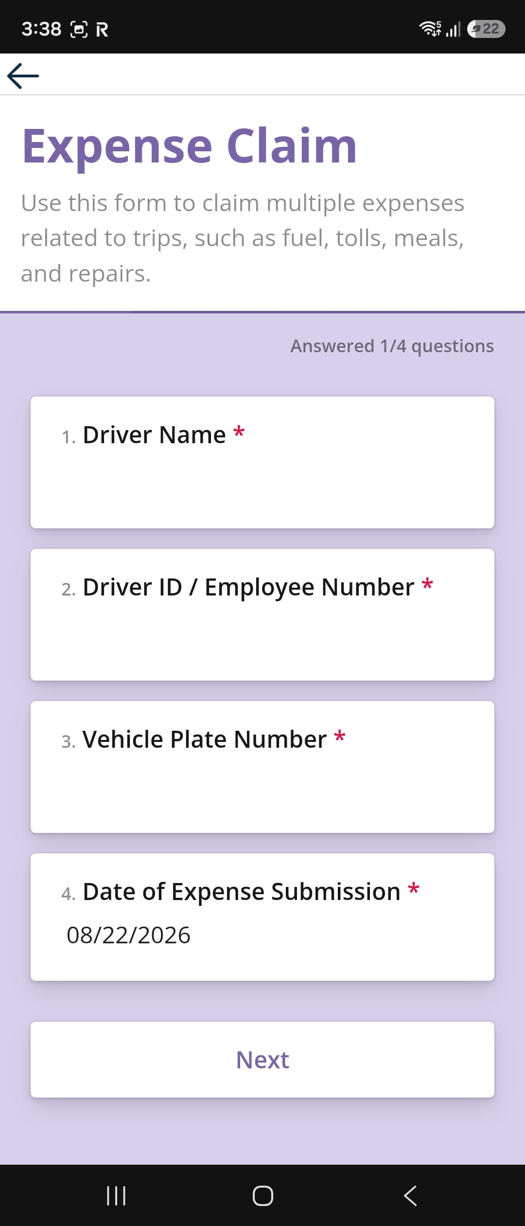 Customer Form — Review