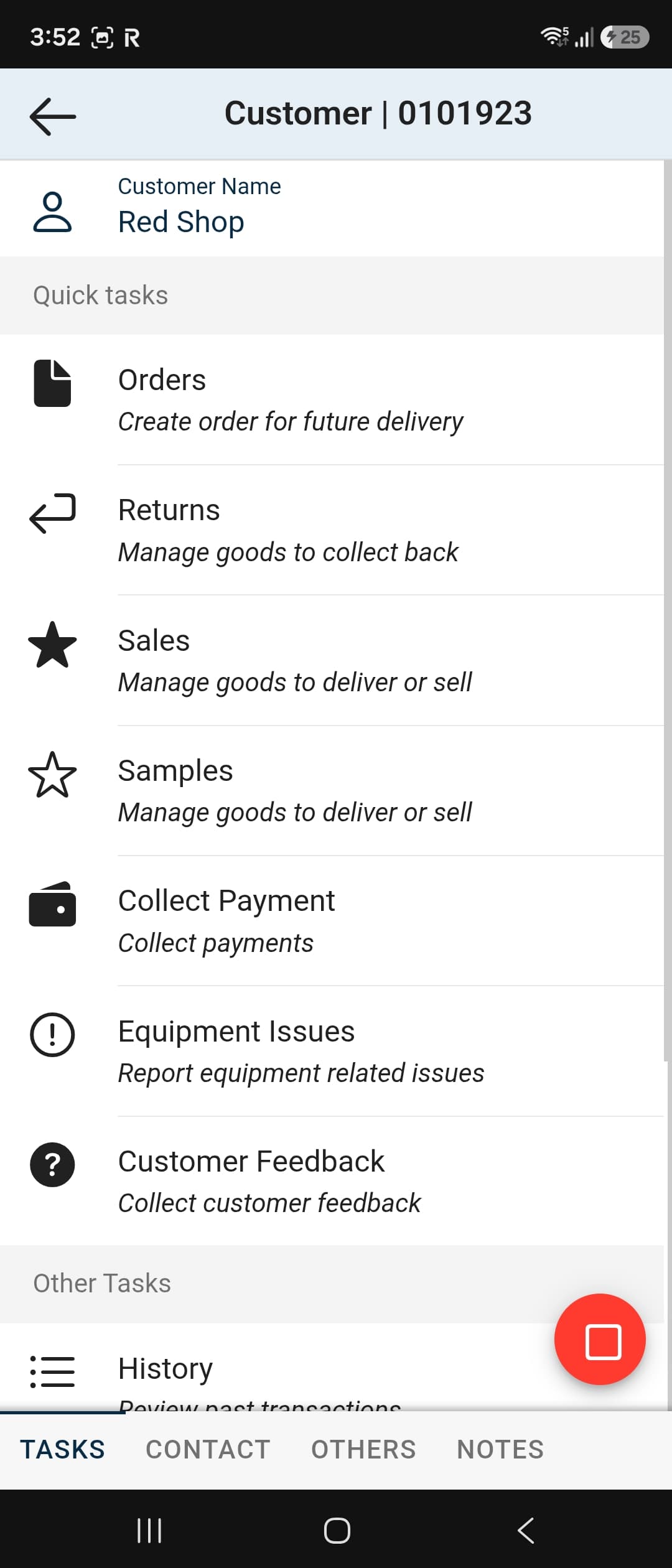 Customer Visit Tasks
