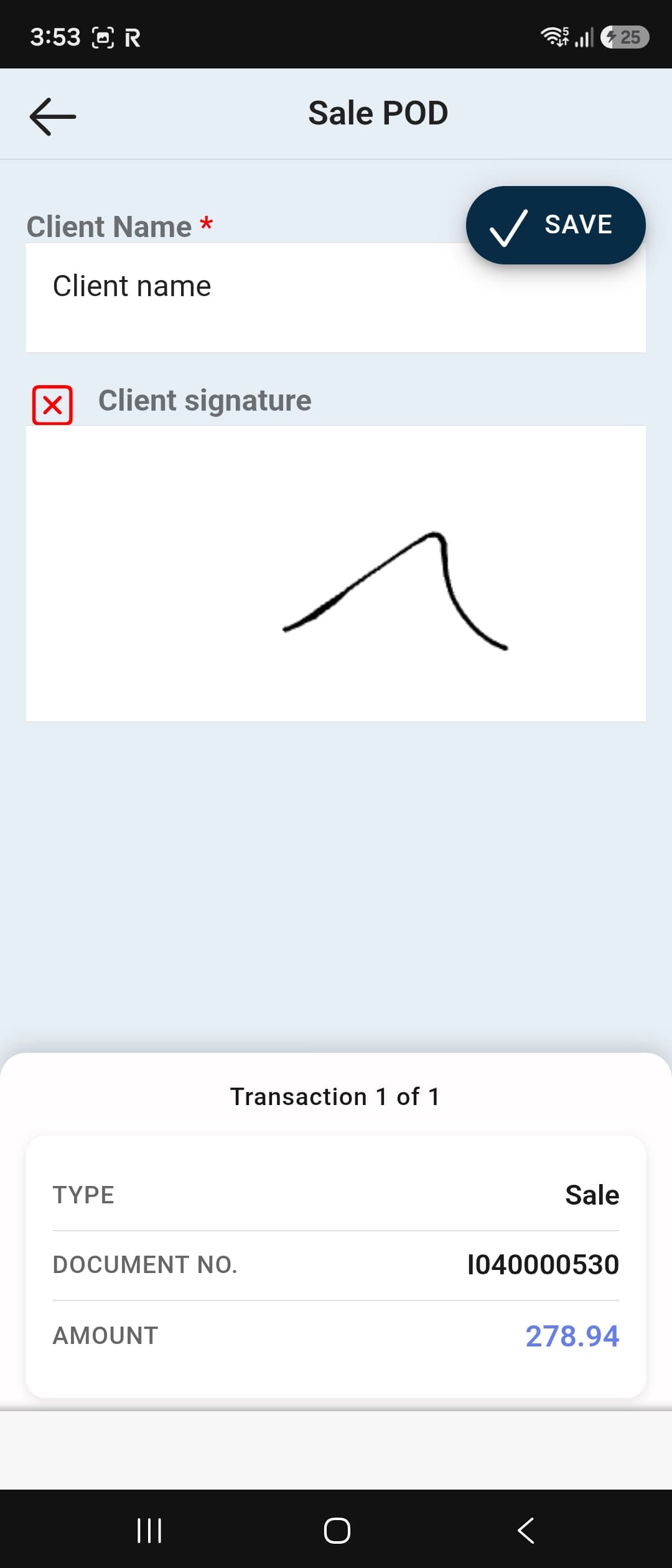 Customer Signature Capture