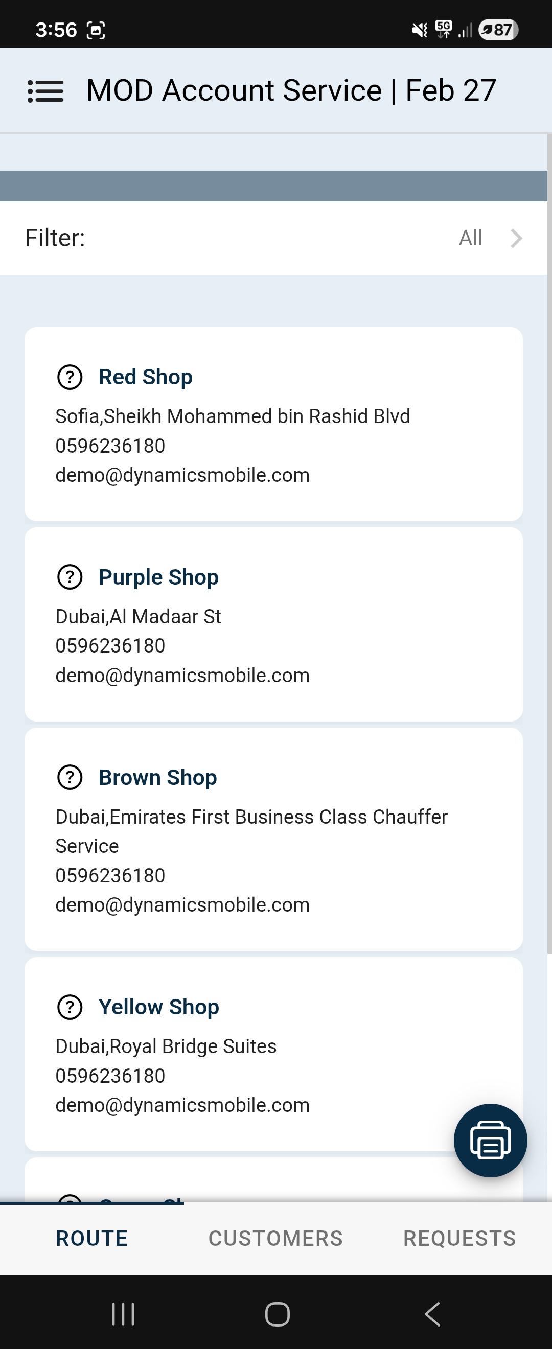 Daily Route — Mobile