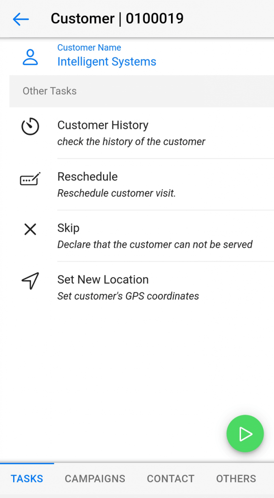 Dynamics Mobile Van-sales screenshot Next customer activities