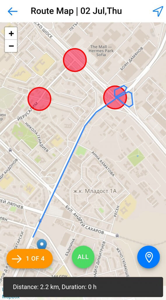 Dynamics Mobile Van-sales screenshot route map