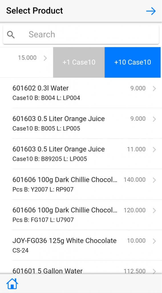 Dynamics Mobile Van-sales screenshot product list