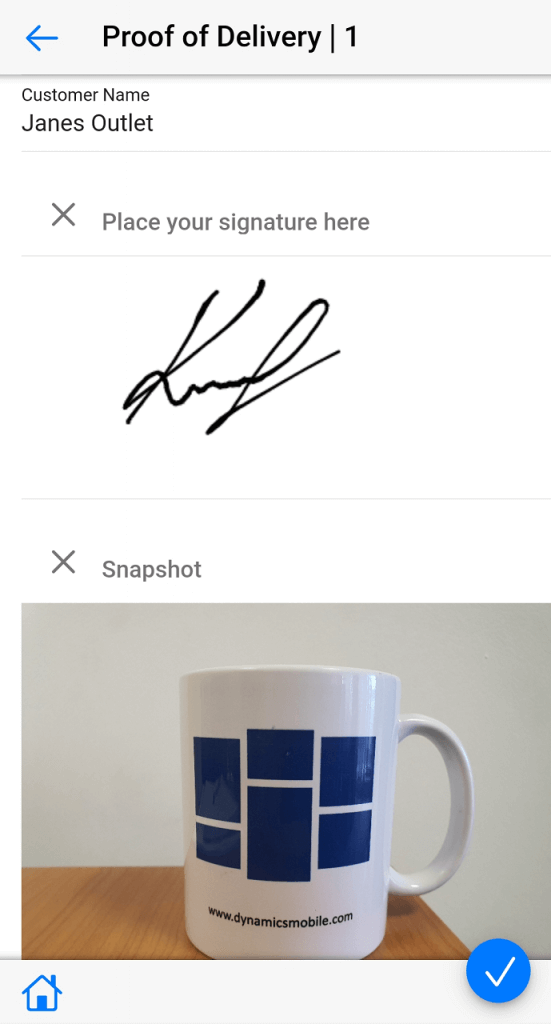 Dynamics Mobile Merchandise screenshot Proof of delivery
